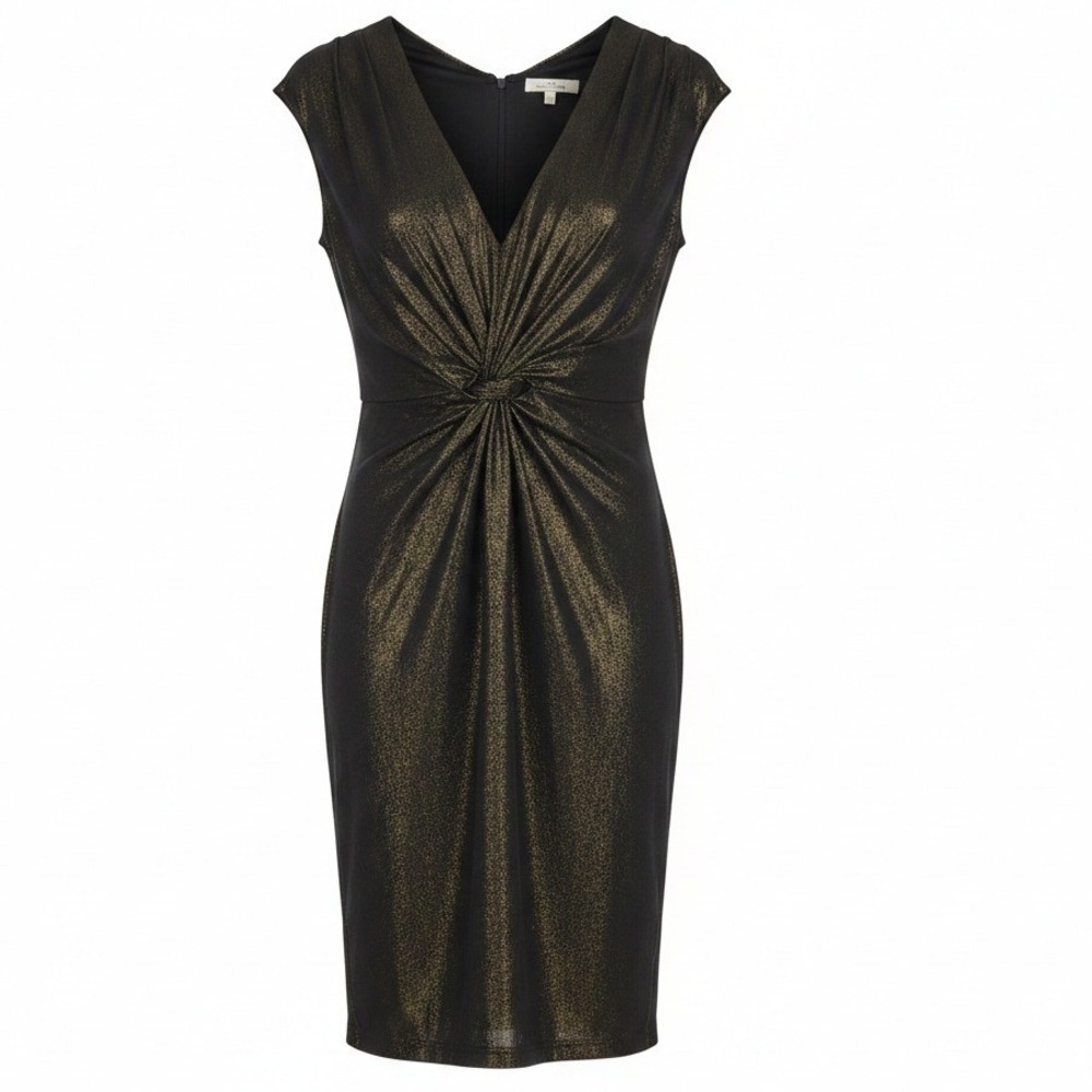 H by Halston Bronze Green Cinched Waist Glam Shimmer Cocktail Party Dress XS